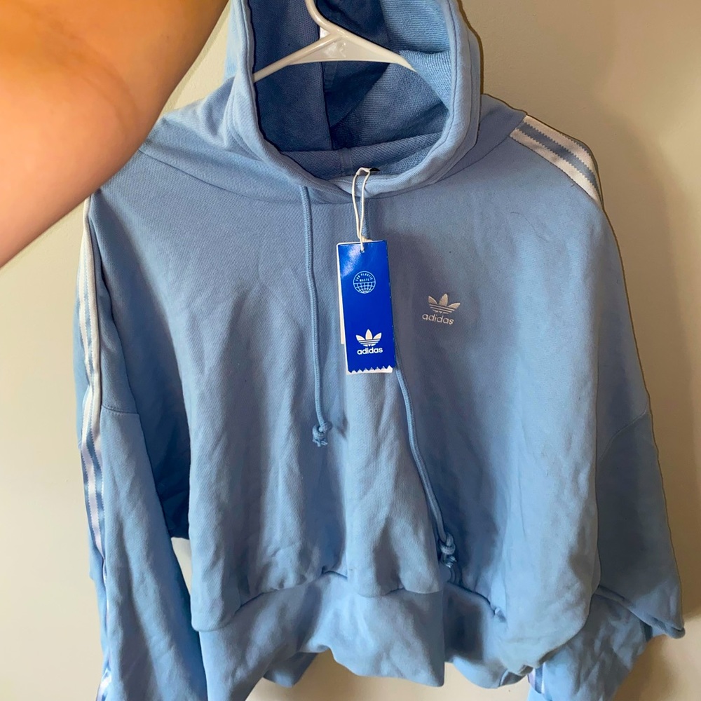 adidas cropped hoodie; ambient sky blue